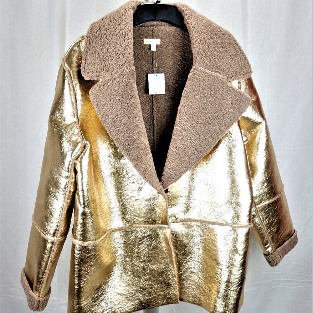 SALE UO Reversible Shearling Rose Gold Jacket - L NWT